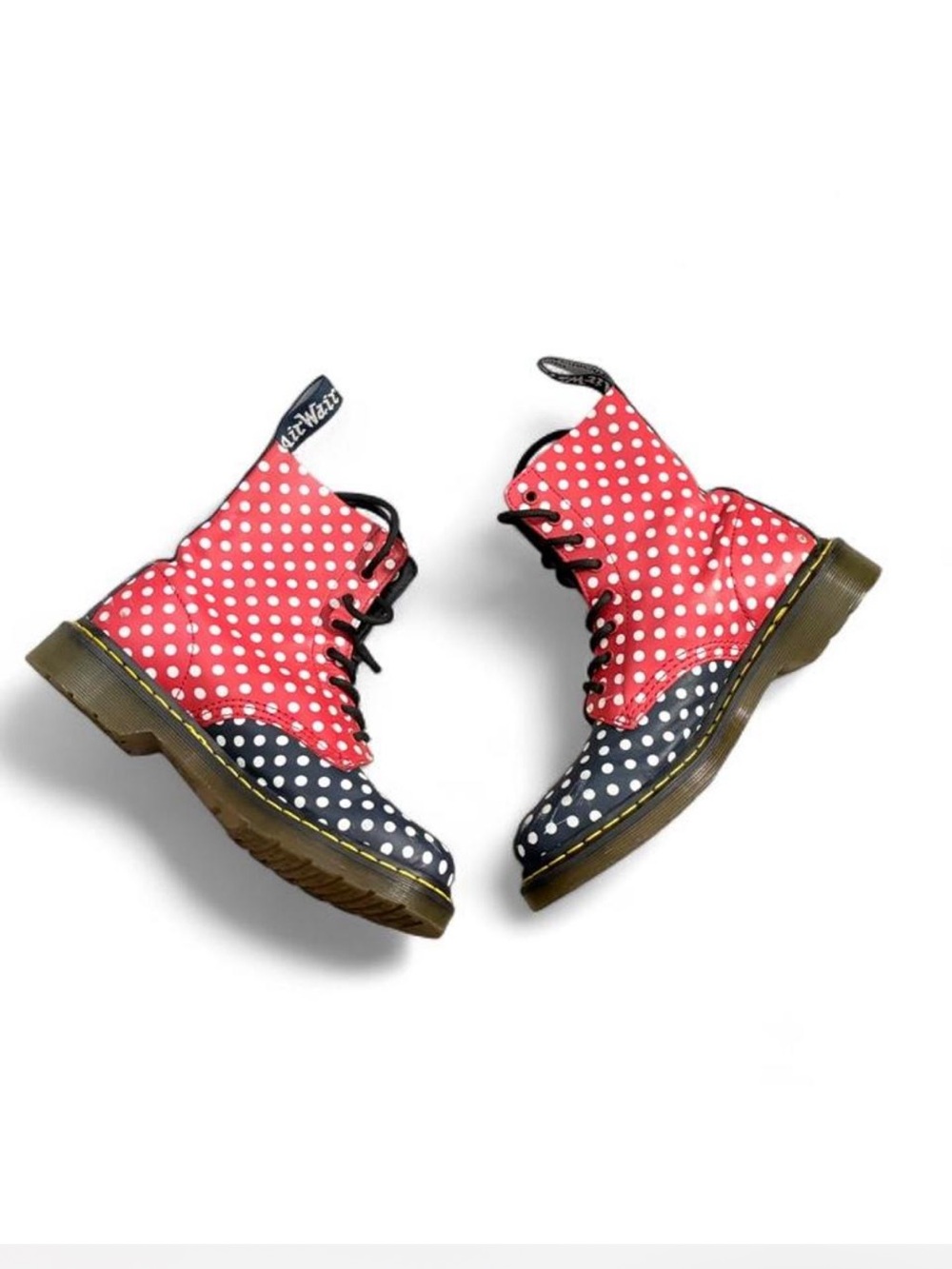 Women’s Polka Dot Lace-Up Dr. Martens Boots - Red & Navy